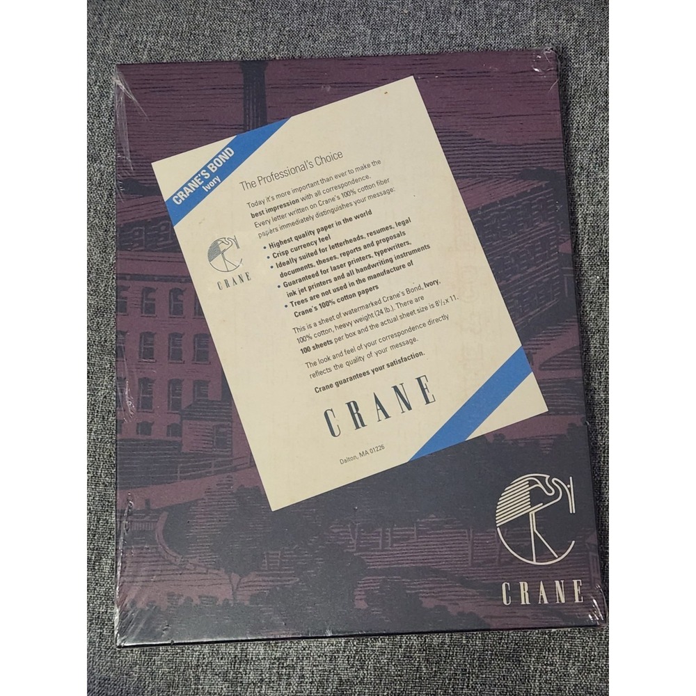 Crane's Bond IVORY 100% Cotton Fiber  Heavy Weight 24lb 8.5x11~100 COUNT~V.RARE